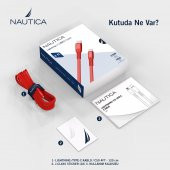 Nautica C50 USB-C to Lightning PD 20W Hızlı Şarj ve Data Kablosu 1.2M Kırmızı - 7