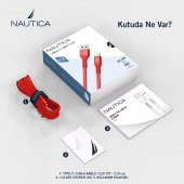 Nautica C20 Type-C to USB-A 22.5W Hızlı Şarj ve Data Kablosu 2.1M Kırmızı - 6