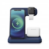 Nautica CH400 Apple Uyumlu 3'in 1 Magsafe 15W Hızlı Şarj istasyonu Navy - 2
