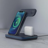 Nautica CH400 Apple Uyumlu 3'in 1 Magsafe 15W Hızlı Şarj istasyonu Navy - 4