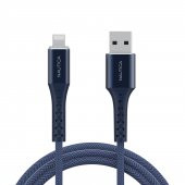 Nautica C65 MFI Lightning to USB-A 12W Örgülü Hızlı Şarj ve Data Kablosu 3M Navy - 1