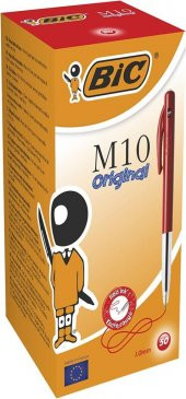BIC TUKENMEZ KALEM M10 BASMALI 50LI KUTU KIRMIZI - 1