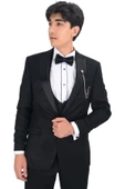 Cengiz İnler Saten Kırlangıç Yaka Kruvaze Yelekli Damatlık - 3