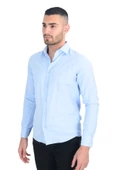 Cengiz İnler Standart Yaka Petek Doku Cepsiz Slim Fit Erkek Gömlek - 10