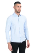Cengiz İnler Standart Yaka Petek Doku Cepsiz Slim Fit Erkek Gömlek - 2