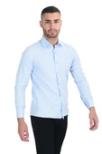 Cengiz İnler Standart Yaka Petek Doku Cepsiz Slim Fit Erkek Gömlek - 6