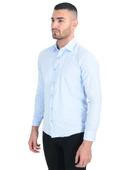 Cengiz İnler Standart Yaka Petek Doku Cepsiz Slim Fit Erkek Gömlek - 1