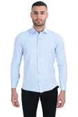 Cengiz İnler Standart Yaka Petek Doku Cepsiz Slim Fit Erkek Gömlek - 4