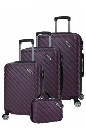 4lü Valiz Seti Elatae Pro Abs Valiz Büyük - Orta - Kabin Boy ve Makyaj Mor 1001 thumbnail 1