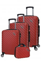 4lü Valiz Seti Elatae Pro Abs Valiz Büyük - Orta - Kabin Boy ve Makyaj Kırmızı 1001 thumbnail 1