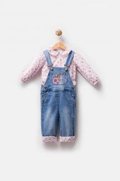 Kot Salopet Gömlek Kız Bebek Çocuk Bayramlık 2'li Takım 13854 - 1
