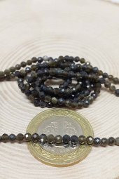 Golden & Siyah Obsidyen Taşı Dizi 2,5mm thumbnail 3