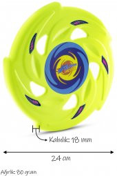 Frisbee Frizbi Fırlatma Diski Disk Atma Oyunu Çocuk Yetişkin Plaj Bahçe Oyuncak 24 cm Neon - 3