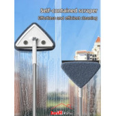 3 Sopalı Toplam 2 Bezli Üçgen Camsil Duvar Yüzey Cam Silme Aparatı Mop - 2