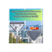 3 Sopalı Toplam 2 Bezli Üçgen Camsil Duvar Yüzey Cam Silme Aparatı Mop - 4