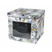 LS-8322 SAKLAMA KUTUSU TROPİKAL DESENLİ PENCERELİ 28X28X26CM - 1