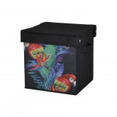 FS-6131D SAKLAMA KUTUSU KAPAKLI PAPAĞAN DESEN KUMAŞ 28X28X28CM - 1
