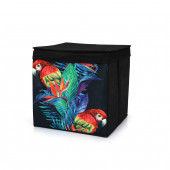 FS-6131D SAKLAMA KUTUSU KAPAKLI PAPAĞAN DESEN KUMAŞ 28X28X28CM - 2