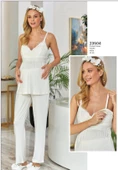 Cossy By Aqua 23504 Askılı Dantel Detaylı Lohusa Hamile Pijama Takım - 8