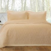 Özdilek Tek Kişilik Nakışlı Kadife Yatak Örtüsü Art Deco Bej 180X240 - 1