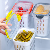 Porsima 1047 Sarı Kilitli Kapaklı Süzgeçli Turşuluk Zeytinlik Çok Amaçlı Dikdörtgen Saklama Kabı 2 L - 3