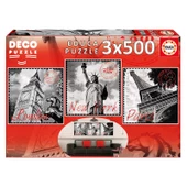 Educa 3 Adet 500 Parçalı Yapboz Dekor Puzzle New York Paris London Educa Puzzle Yapıştırıcısı Dahil - 1