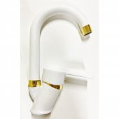 Venita Beyaz Gold Banyo Lavabo Musluğu Bataryası Çift Su Girişli - 1