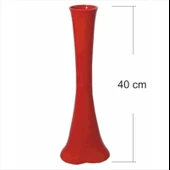 Uzun 40 cm Kırmızı Cam Fil Ayağı Dengeli Düz Vazo - 2