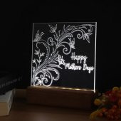 Veraart Çiçek Desenli Işıklı Pleksi Kişiye Özel Gece Lambası Anneler Günü Hediyesi - 4