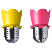2 Adet Çay Süzgeci Metal MeridyenDukkan Pembe-Sarı Renk 2Li Süzgeç 6.5 Cm Çay Süzgeci - 1