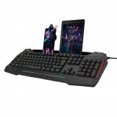 Turbox Giantpeak USB Kablolu Rgb Makro Gaming Klavye Standart Q Sese Duyarlı RGB Işıklı Macrolu Telefon Tutacaklı - 2