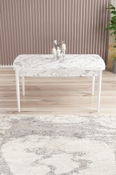 Rovena Armin Beyaz Mermer Desen 80x132 Mdf Açılabilir Mutfak Masası Takımı 4 Adet Sandalye - 1