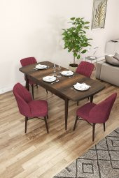 Rovena Arel Barok Desen 80x132 Mdf Açılabilir Mutfak Masası Takımı 4 Adet Sandalye - 2
