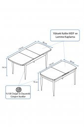 Rovena Arel Barok Desen 80x132 Mdf Açılabilir Mutfak Masası Takımı 4 Adet Sandalye - 3