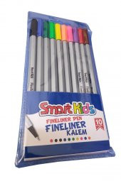 10 Renk Fineliner Kalem 0.4mm İnce Keçe Uçlu Kalem 1 Paket Smart Kids Fineliner Keçe Uçlu Kalem Seti - 2