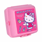 Hello Kitty Beslenme Kutusu Pembe 4 Bölmeli Kız Figürlü 1 Adet Yemek Saklama Kabı Pembe Beslenme Çantası - 1