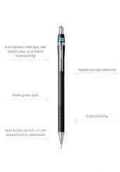 Scrikss Simo R&D Japan Uçlu Kalem Siyah 0.5 1 Adet ve Mikro 0,5 Versatil Kalem Uçu Siyah 3 Paket - 2