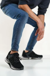 BA0590 Tarz Sneakers Ithal Taban Siyah Süet  Spor Ayakkabısı thumbnail 3