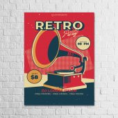 Retro Party 13,5x18 cm Ahşap Retro Tablo - 1