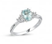 0.95 Karat Aqua Marin Pırlanta Yüzük - 1