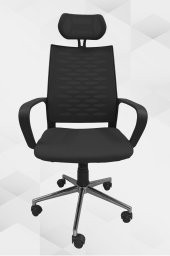 Porziyon Atlas Fileli Krom Yönetici Ofis Büro Bilgisayar Çalışma Koltuğu - Sandalyesi - 2