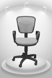 Porziyon Depar Plastik - Fileli Ofis Büro Öğrenci Çalışma Koltuğu - Sandalyesi Gri - 1