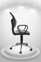 Porziyon Depar Krom - Fileli Ofis Büro Öğrenci Çalışma Koltuğu - Sandalyesi Gri - 3
