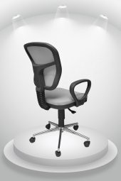 Porziyon Depar Krom - Fileli Ofis Büro Öğrenci Çalışma Koltuğu - Sandalyesi Gri - 4