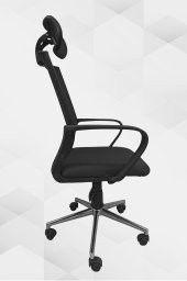 Porziyon Atlas Fileli Krom Yönetici Ofis Büro Bilgisayar Çalışma Koltuğu - Sandalyesi - 3