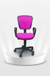 Porziyon Depar - Fileli Ofis Büro Öğrenci Çalışma Koltuğu - Sandalyesi Pembe - 1