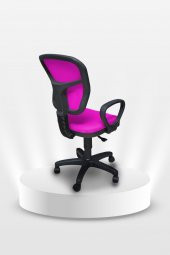 Porziyon Depar - Fileli Ofis Büro Öğrenci Çalışma Koltuğu - Sandalyesi Pembe - 4
