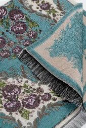 Lüks Gülce Şönil Seccade Petrol thumbnail 3