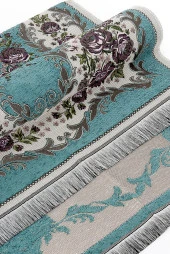 Lüks Gülce Şönil Seccade Petrol thumbnail 4