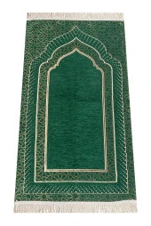 Mihrap Desenli Astarlı Şönil Seccade - Yeşil thumbnail 1